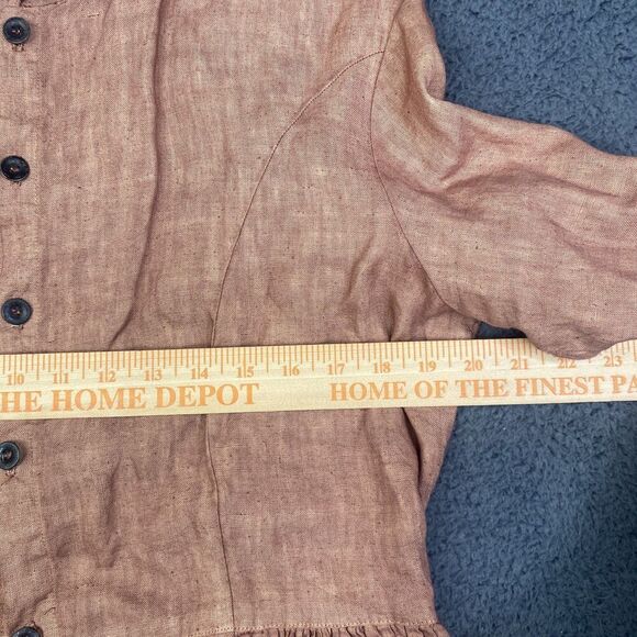 Shack Incorporated Tunic Womens Large Brown Linen Long Sleeve Button Front Boho - Picture 7 of 10